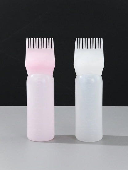 1 pièce Bouteille à dents pour le nettoyage à sec, bouteille de shampooing, bouteille de coloration capillaire, bouteille de salon de coiffure à presser, bouteille à échelle, bouteille de permanente, fournitures de coiffure, rose