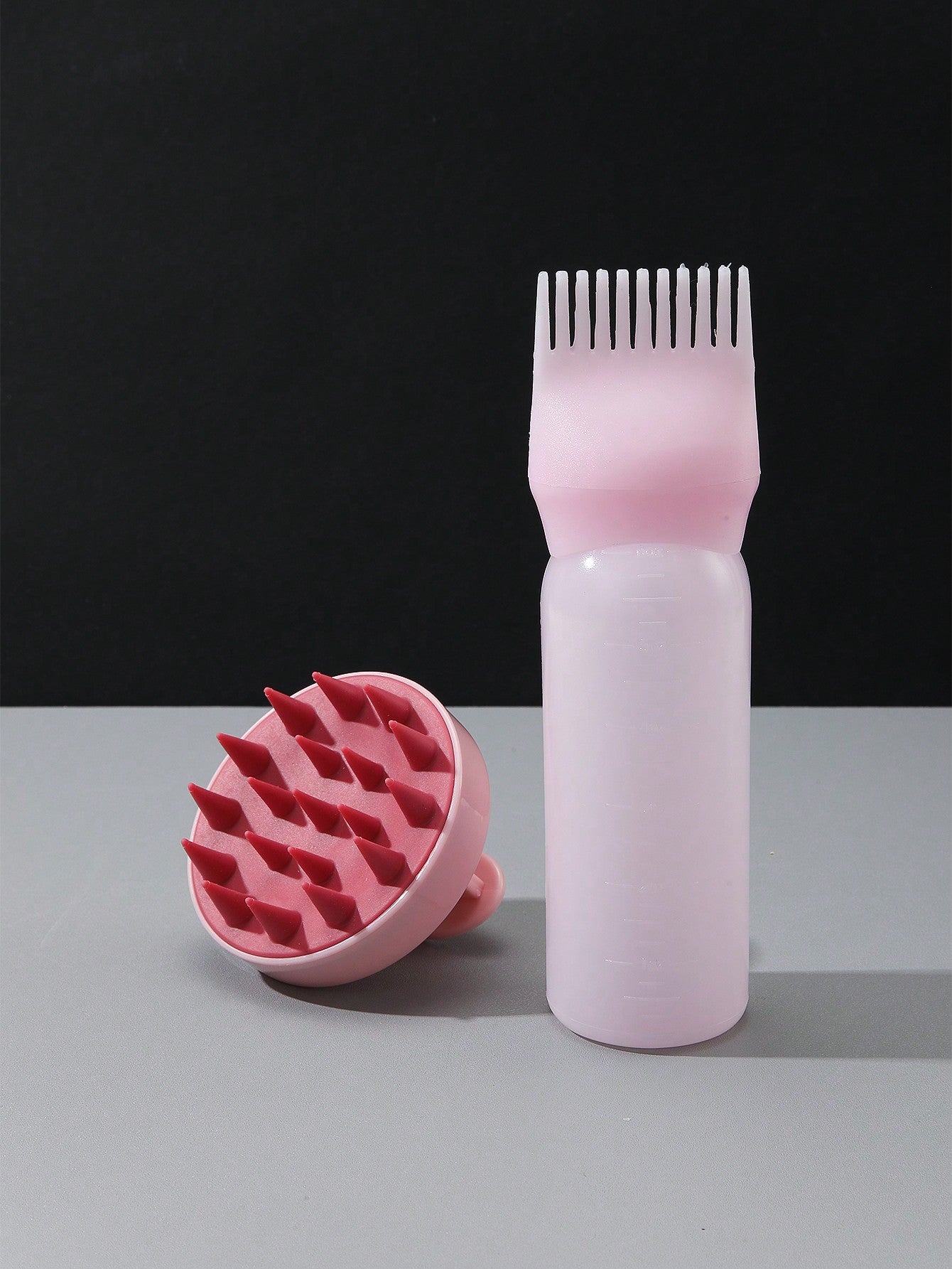 1 pièce Bouteille à dents pour le nettoyage à sec, bouteille de shampooing, bouteille de coloration capillaire, bouteille de salon de coiffure à presser, bouteille à échelle, bouteille de permanente, fournitures de coiffure, rose