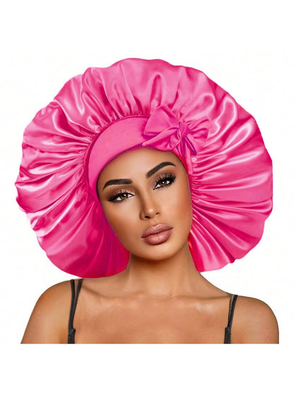 1 Pièce Bonnet En Satin, Bonnet De Soie Avec Bande De Cravate Élastique,