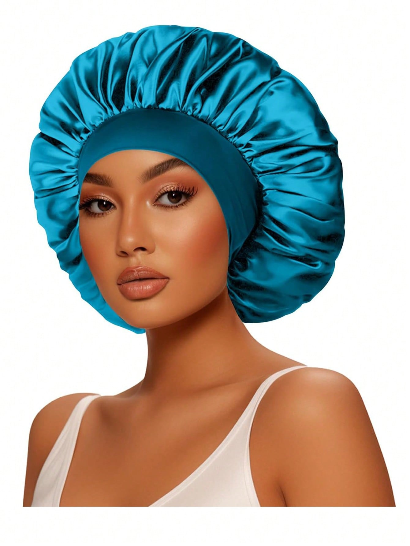 1 pièce Bonnet de satin Bonnet en soie Bonnet de cheveux Taille jumbo Pour dormir Bande d'étirement de bonnet en satin pour femmes