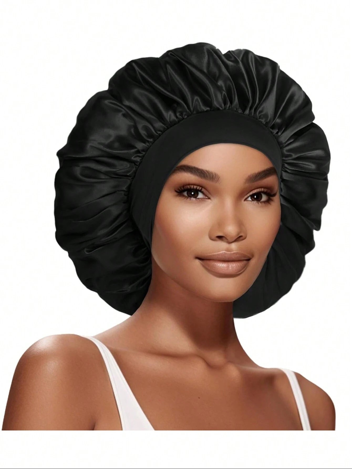 1 pièce Bonnet de satin Bonnet en soie Bonnet de cheveux Taille jumbo Pour dormir Bande d'étirement de bonnet en satin pour femmes