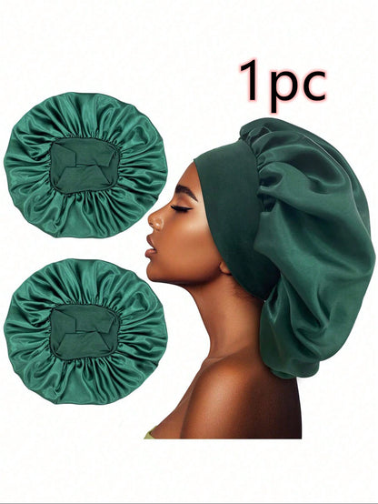 1 pièce Bonnet de satin Bonnet en soie Bonnet de cheveux Taille jumbo Pour dormir Bande d'étirement de bonnet en satin pour femmes