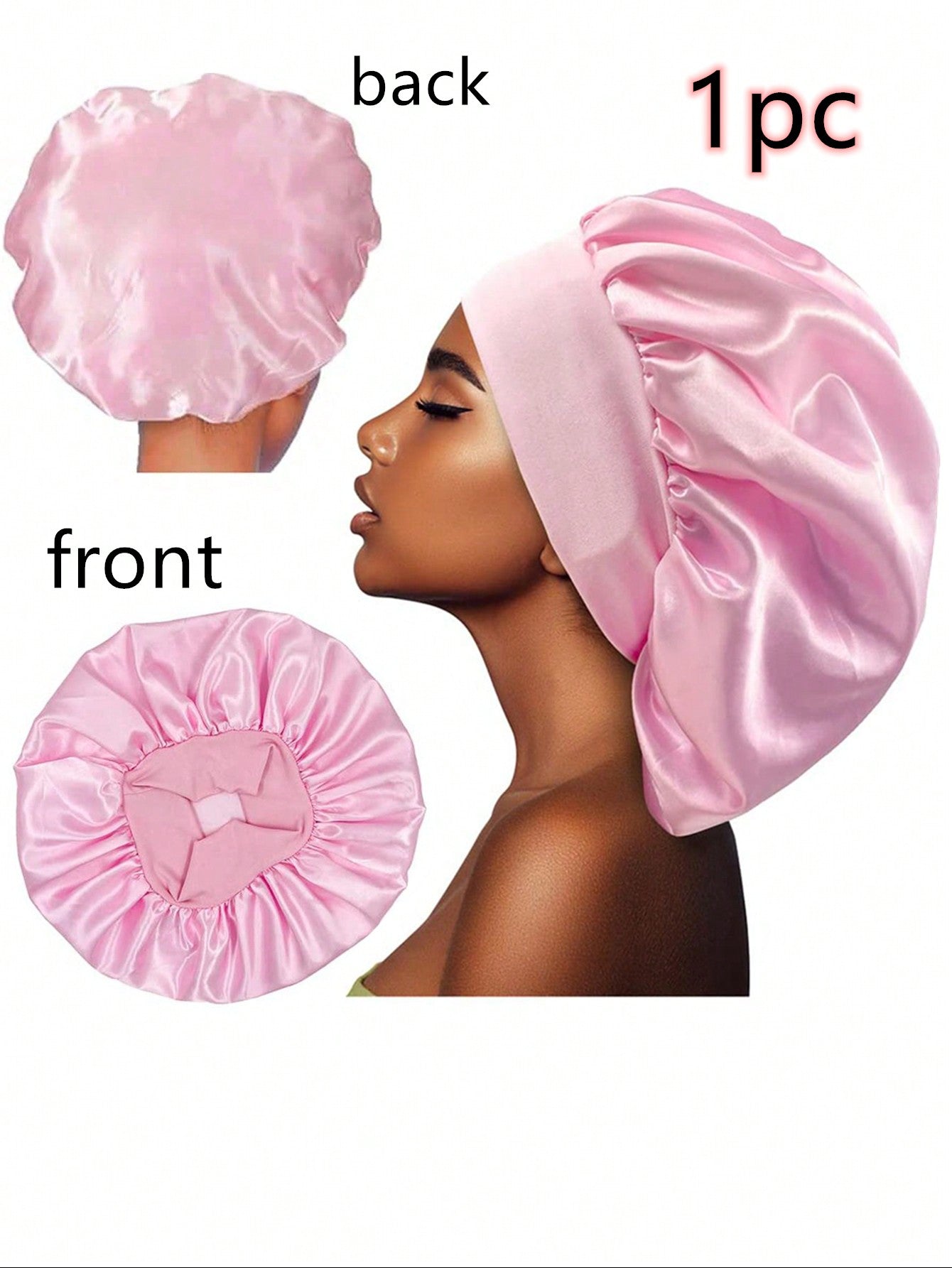 1 pièce Bonnet de satin Bonnet en soie Bonnet de cheveux Taille jumbo Pour dormir Bande d'étirement de bonnet en satin pour femmes