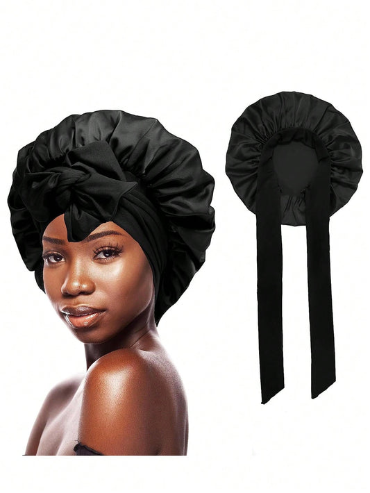 1 pièce Bonnet en satin de soie, bonnet de sommeil ajustable, bonnet de satin en soie pour dormir, bonnet de sommeil en soie à double couche avec lien élastique pour cheveux bouclés, bonnet de nuit